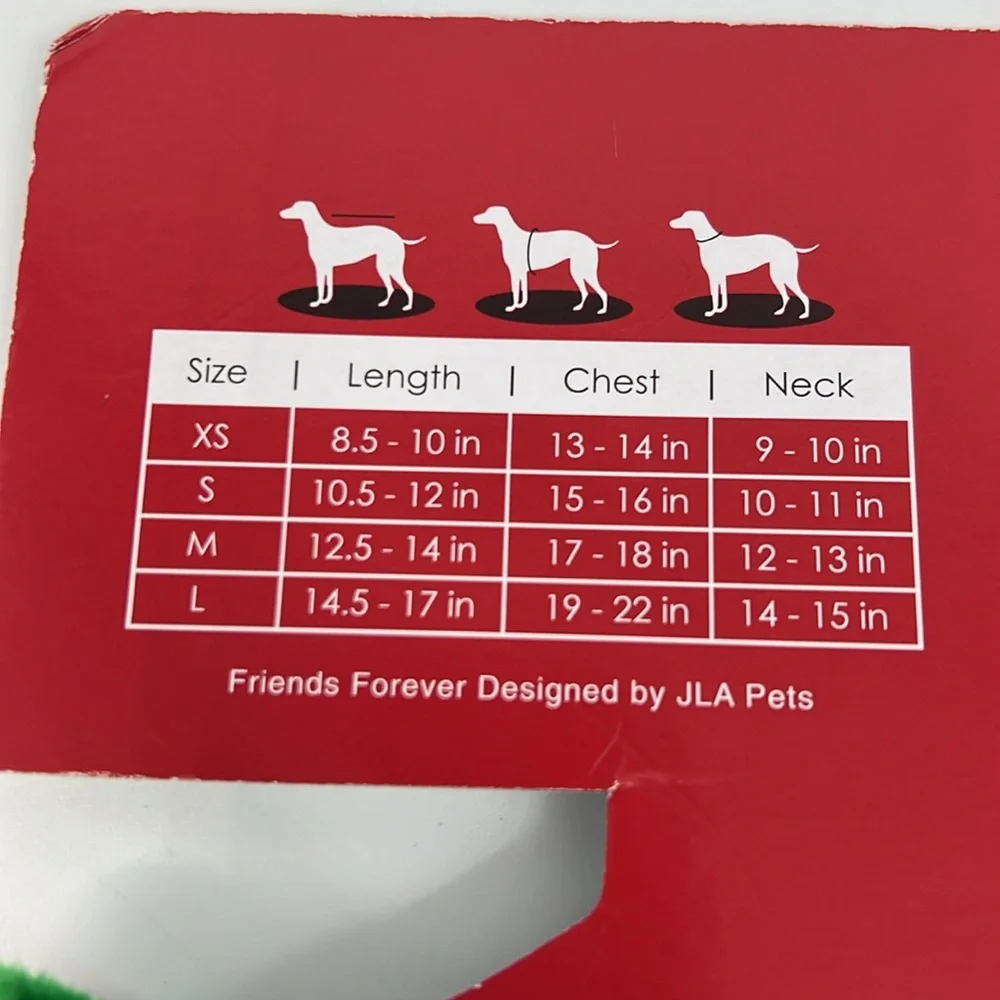 Friends Forever Dog Apparel Elf Christmas Costume with Hat Hook and Loop size‎ L